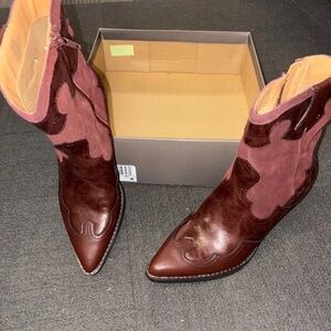 Crown Vintage Brown and Pink Heeled Boots